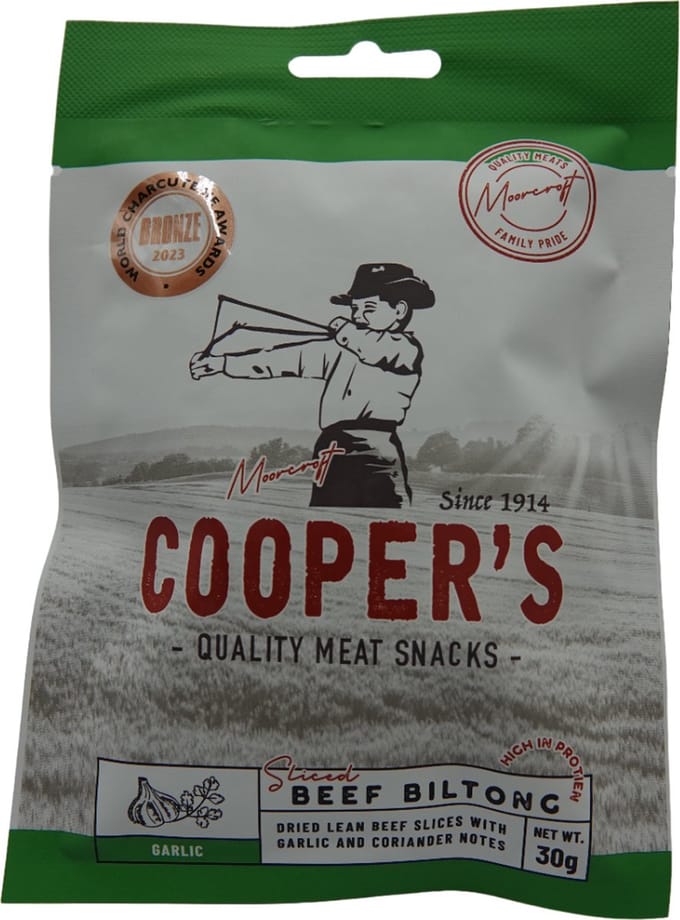 Cooper's Beef Biltong Garlic Flavour - 5 x 30 gram