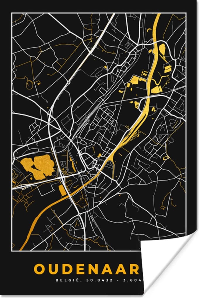 Poster Oudenaarde - Stadskaart - Kaart - Goud - Plattegrond - 60x90 cm