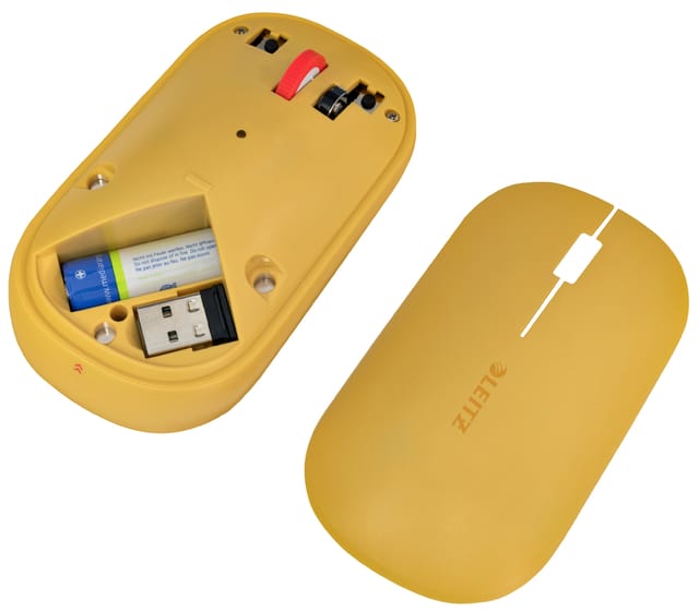 Leitz Cosy Draadloze Muis - Bluetooth of 2,4 GHz - USB-A - Inclusief Batterij - Warm Geel