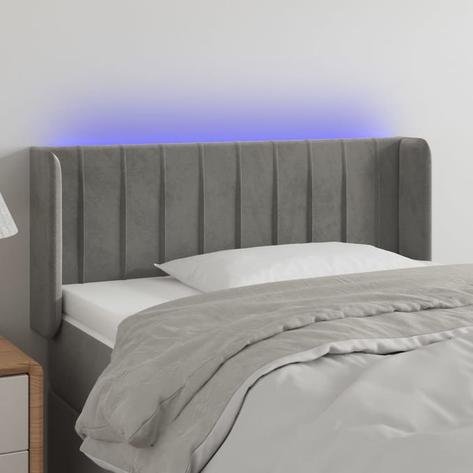 vidaXL - Hoofdbord - LED - 93x16x78/88 - cm - fluweel - lichtgrijs