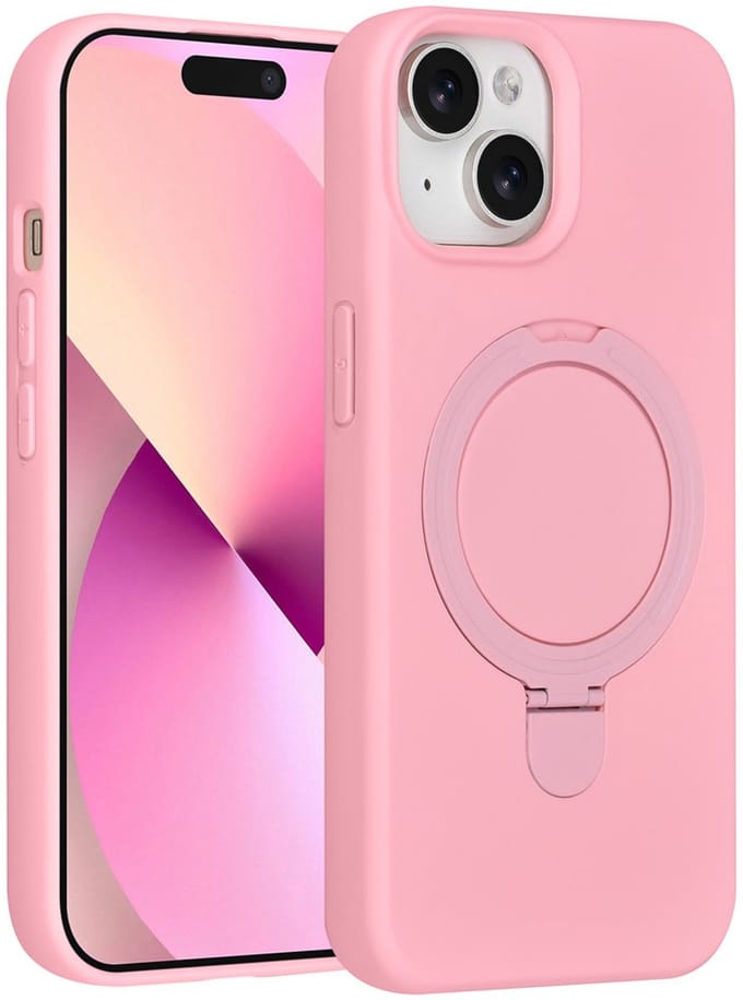 TUNIQ telefoonhoesje voor Apple iPhone 15 - MagSafe met ringstand - Roze