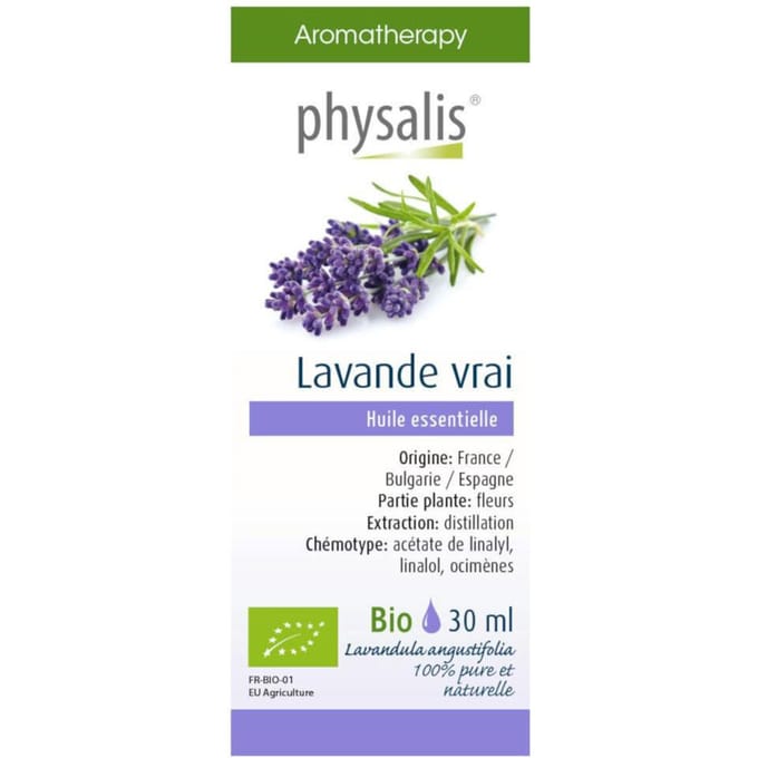 Lavendel Physalis Etherische OlieBio Etherische Olie 30ml - Diffuser, huid en inwendig