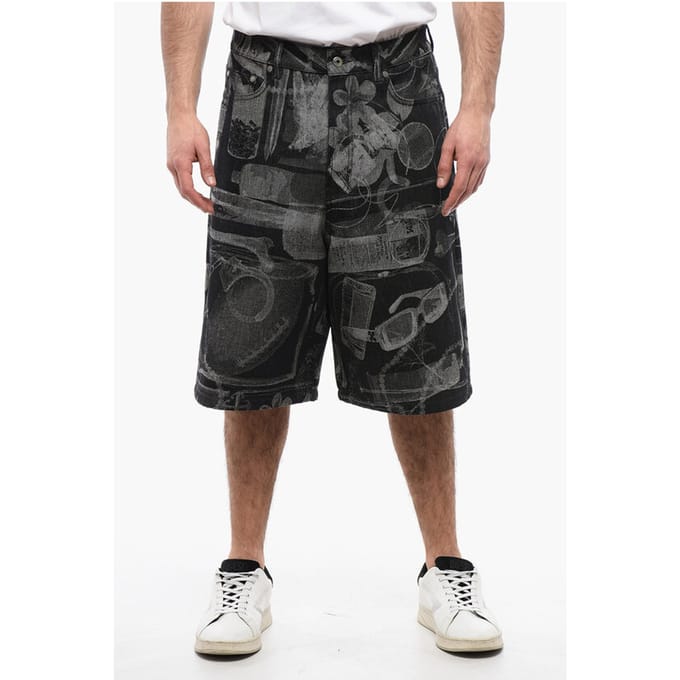 Hoge taille jacquard XRAY denim shorts in grijs