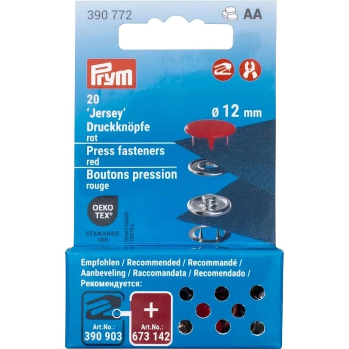 Prym Drukknopen Jersey, 12 mm, 20 stuks (en) - Rood