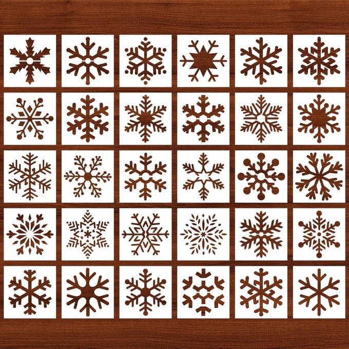Dailygoods- Sneeuwvloksjabloon 30 Stuks - Herbruikbaar - Stencils