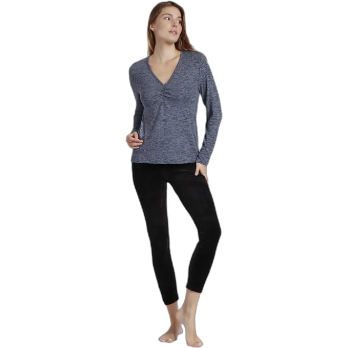 Dames lange mouwen T-shirt met knoop warm Admas