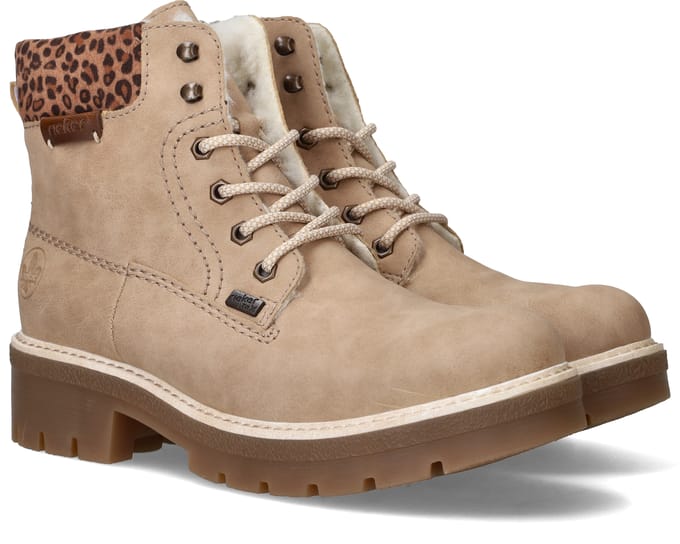 Rieker dames veterboot - Beige multi - Maat 36