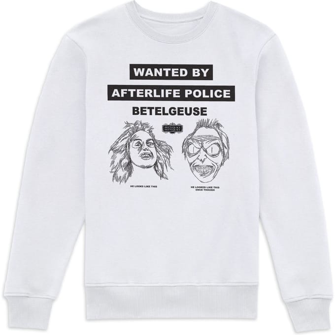 Beetlejuice Wanted Poster Sweatshirt - White - XXL