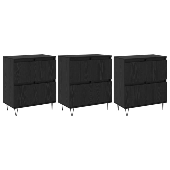 vidaXL - Dressoirs - 3 - st - Zwart - Eiken