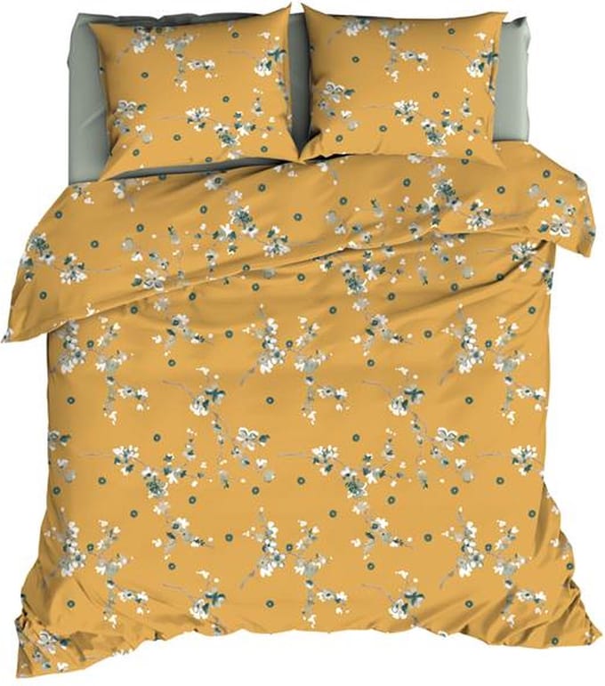 Romanette Geisha Dekbedovertrek - Extra breed - 260x200/220 cm - Oker