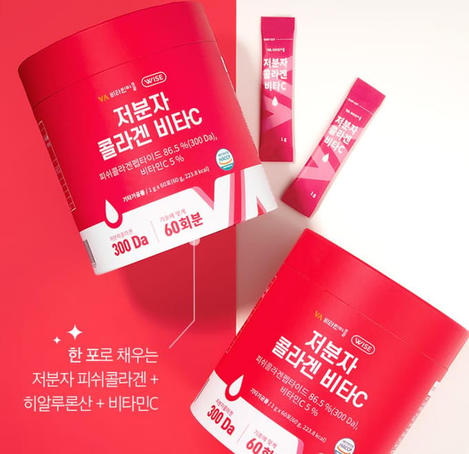 [Vitamin Village] Peptide de collagène de poisson à faible poids moléculaire, vitamine C (30,60 Bâtonnets) / 300Da 30 stick (no case)