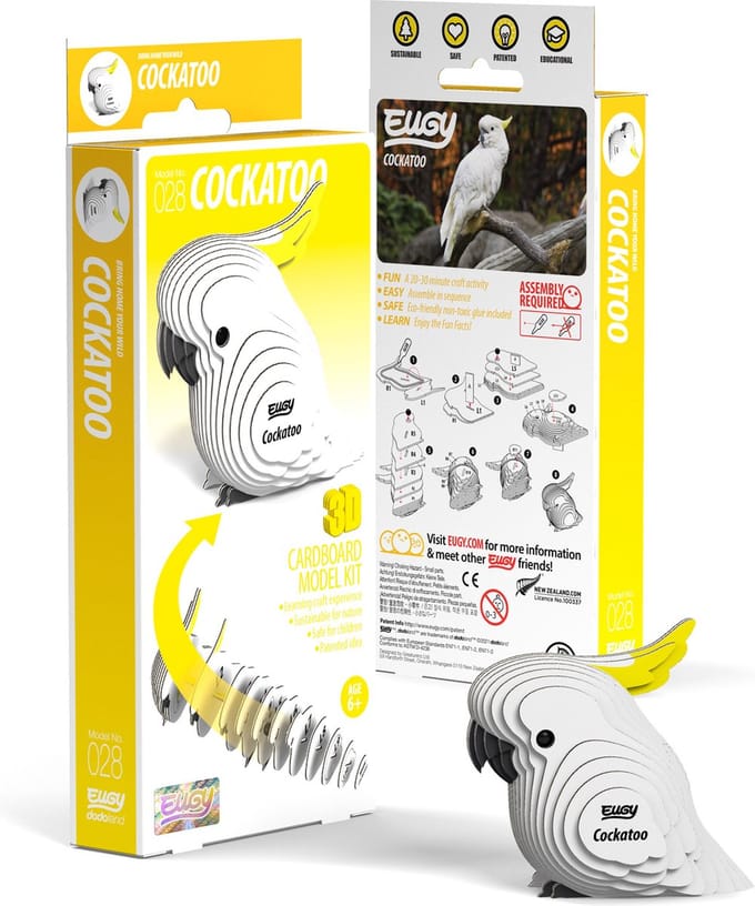 EUGY 3D Puzzel - Kaketoe - Vogels - Duurzaam - Verzamel Ze Allemaal - 6 Jaar