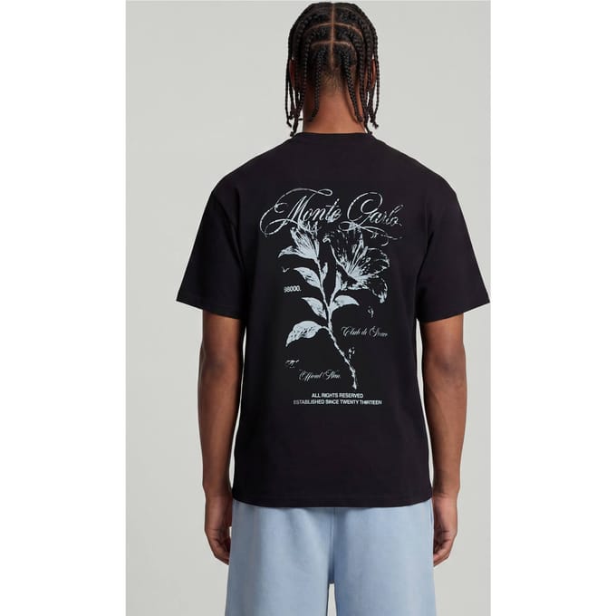 Oversized Monte Carlo Bloemenprint T-shirt | Black | Size Medium