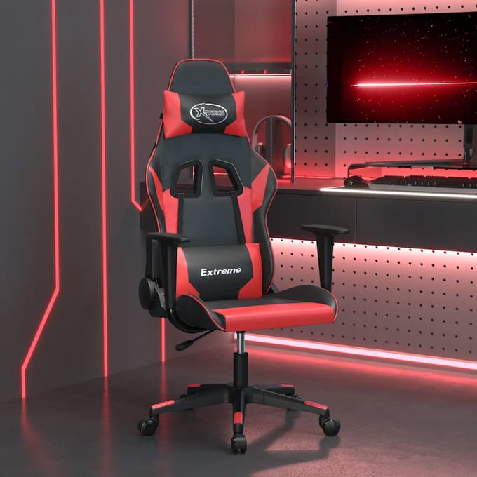 vidaXL - Massage - gamestoel - kunstleer - zwart - en - rood