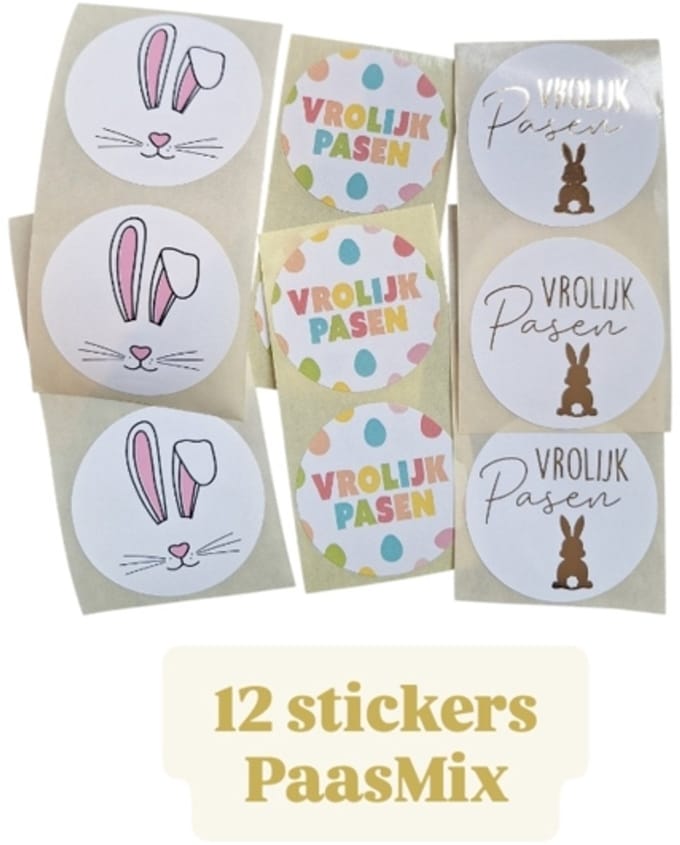 12x Sticker - pasen - paashaas - sluitsticker - cadeausticker