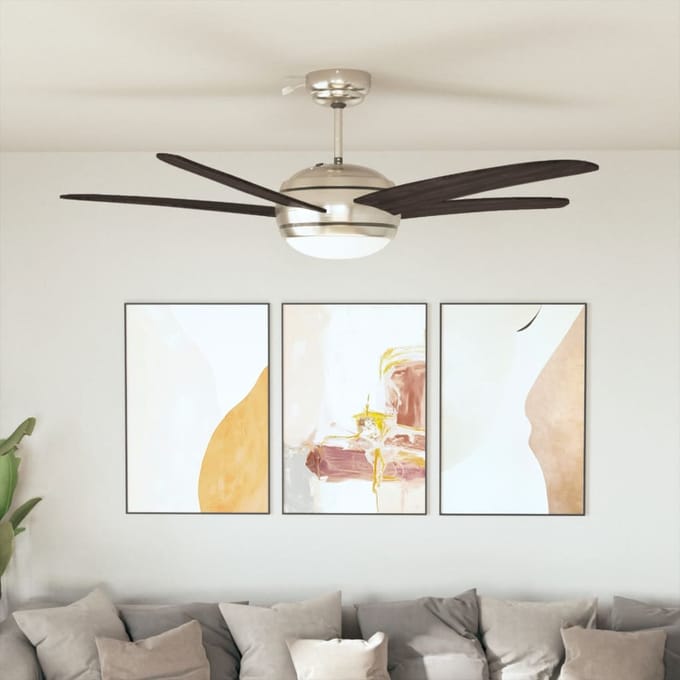vidaXL Plafondventilator met lamp 128 cm bruin