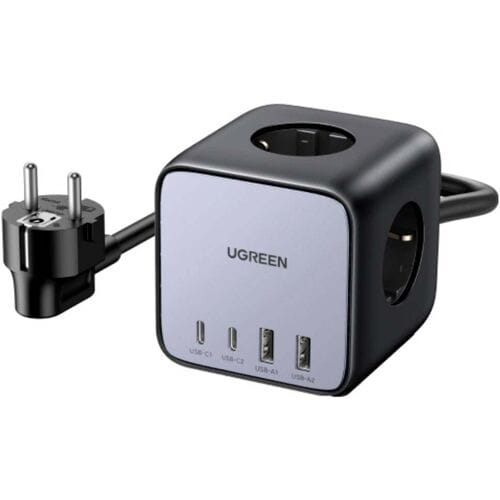 UGREEN DigiNest Cube USB-oplader 65 W Randaarde stopcontact, 2x USB-A, 2x USB-C USB PD 2.0, USB PD 3.0, PPS, QC 2.0, QC 3.0, QC 4+, Adaptive Fast