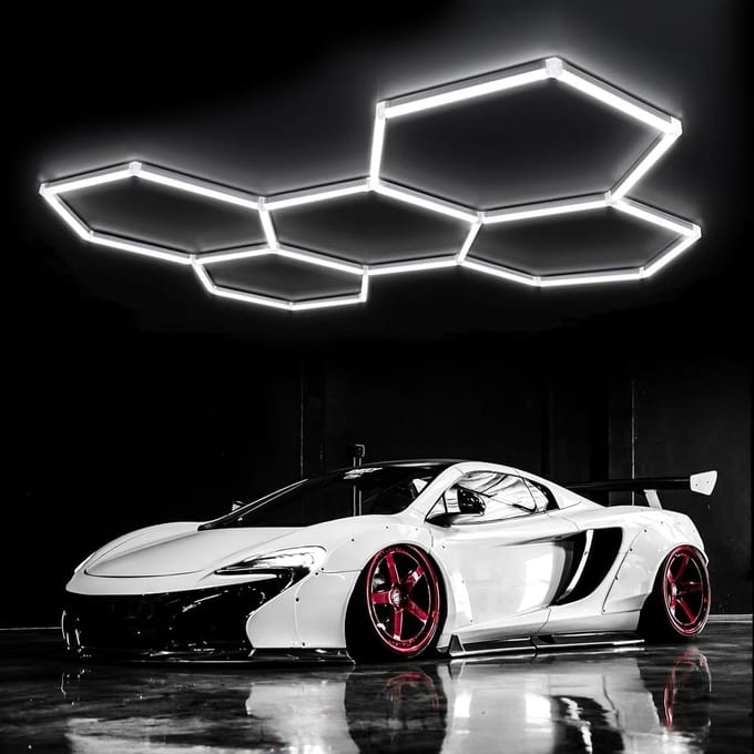 Hexagon LED Lamp - Honingraat Verlichting - Werkplaats Verlichten - Koppelbaar DIY Ontwerp - 5 Rasters - Wit