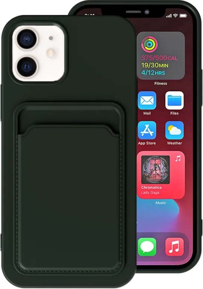 Smartphonica iPhone 11 siliconen hoesje met pashouder - Donkergroen geschikt voor iPhone 11