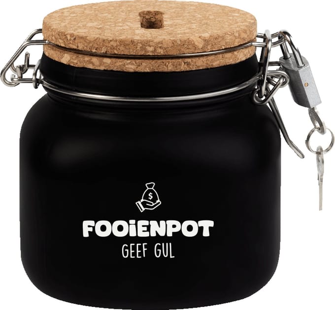 Spaarpot - Fooienpot, geef gul - Glas - 10,5x11x12,5cm