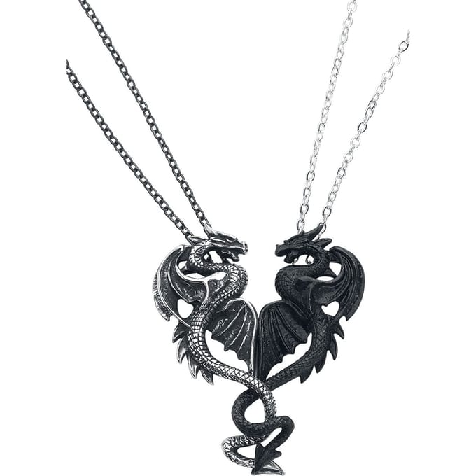 Alchemy Gothic - Gothic Halsketting - Draconic Tryst - zwart-zilverkleurig