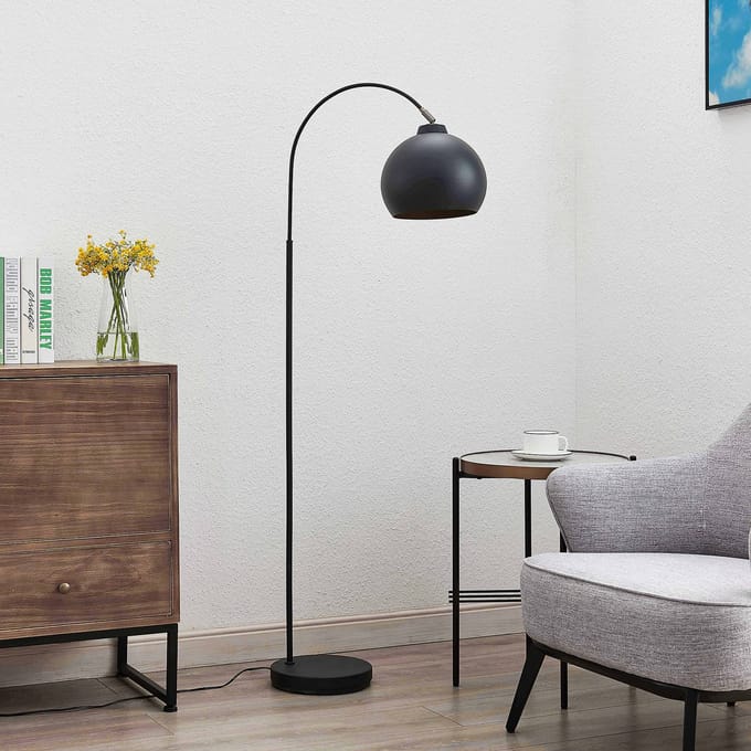 Lindby - booglamp - 1licht - Metaal - H: 148 cm - E27 - zwart, goud