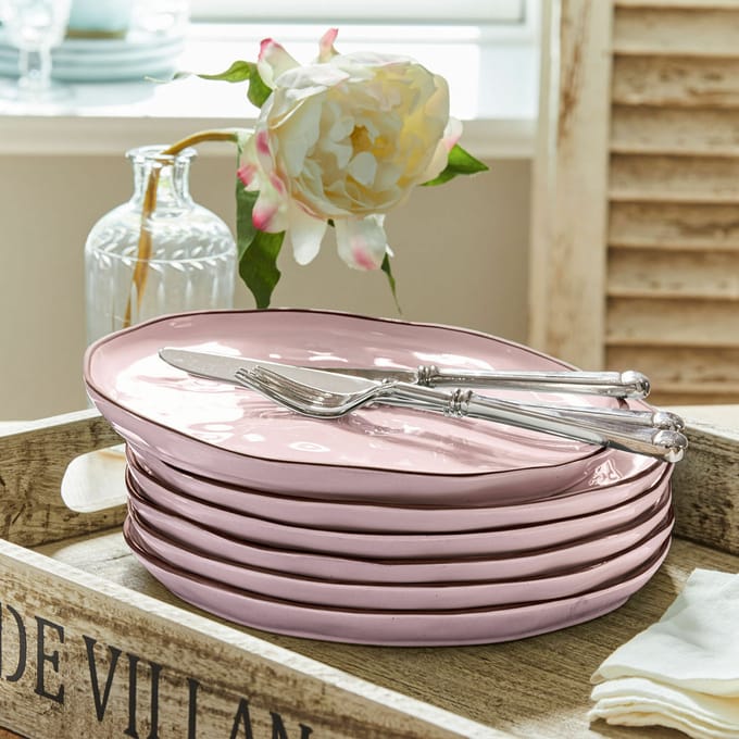 LOBERON Bord set van 6 Biarré roze
