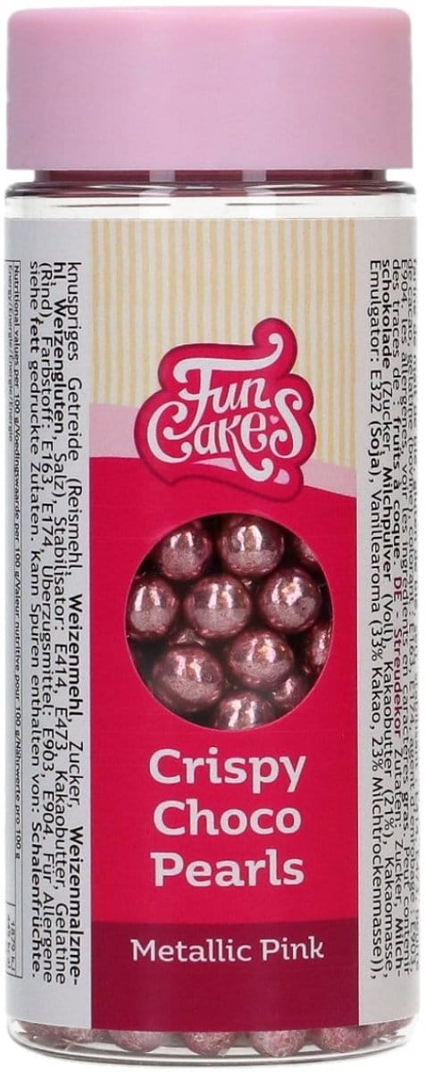 FunCakes Crispy Choco Pearls - Metallic Pink - 60g - Chocolade Taartdecoratie