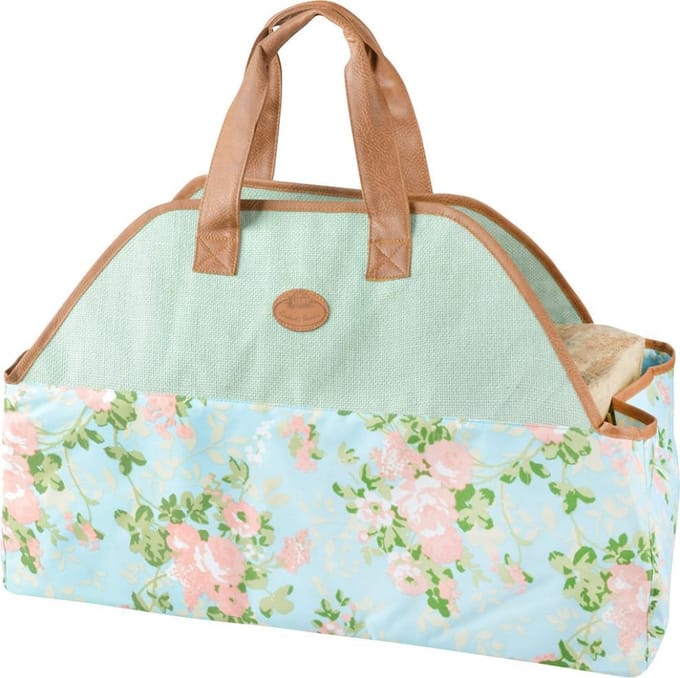 Esschert Design - Haardhouttas met rozenprint - Haardvuur accessoires - Textiel -