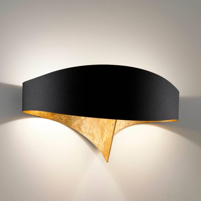 Selène Zwart-gouden LED wandlamp Scudo