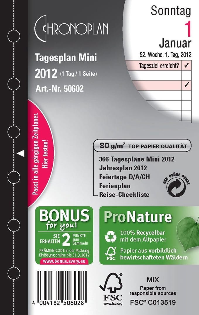 Dagplanning A5-agendavulling 2022, multi-perforatie, reservekalender voor gedetailleerde dagplanning