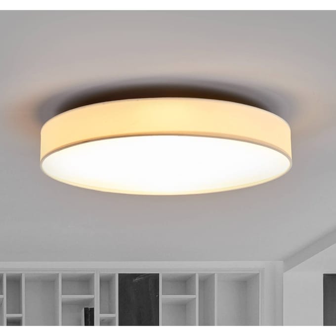 Lindby LED plafondlamp Saira, Ø 50 cm, wit, textiel
