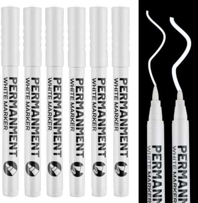PromoHome 6-delige Waterdichte Acrylmarkeerstiften Set - Wit