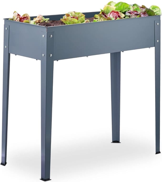 DD® Kweekbak op Poten - Moestuin op Poten - Kweektafel -Afvoergat - 41x86x80cm - Grijs