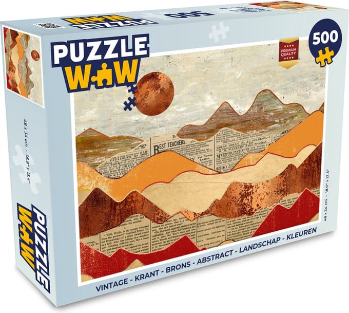 Puzzel Vintage - Krant - Brons - Abstract - Landschap - Kleuren - Legpuzzel - Puzzel 500 stukjes