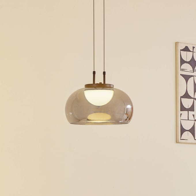 Lucande LED hanglamp Dain, 1-lamp, rookgrijs, glas
