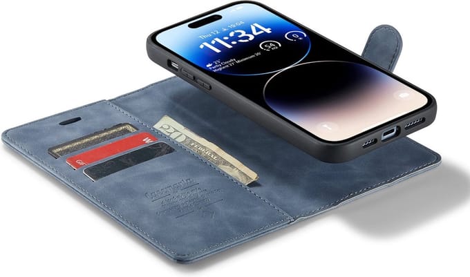 iPhone 14 Pro Max Bookcase hoesje - CaseMe - Effen Grijs - Kunstleer