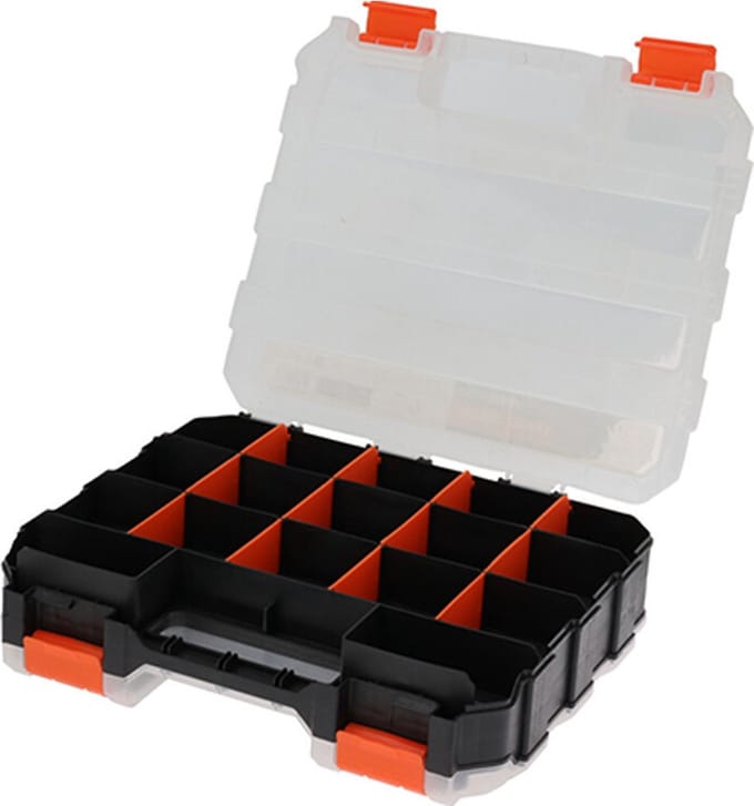 FX Tools Gereedsschapskist - 15 vakken - 32 x 27 x 8 cm - opberg/sorteer boxen