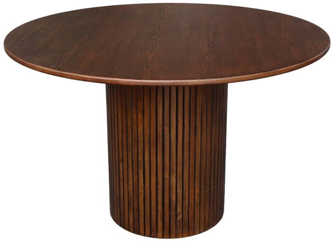sweeek - Ronde eettafel van rubberhout en eikenfineer 4 plaatsen - ø 115 x 73 cm - estelle