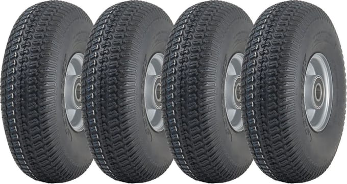 4.10/3.50-4 Grasmaaierband met stalen velg, 4-laags, P332, 20 mm lagers (set van 4)