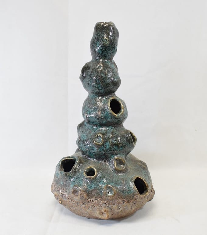 Daan Kromhout - vaas - koraal - Hoogte 31 cm - Ø 17 cm - groen - bruin