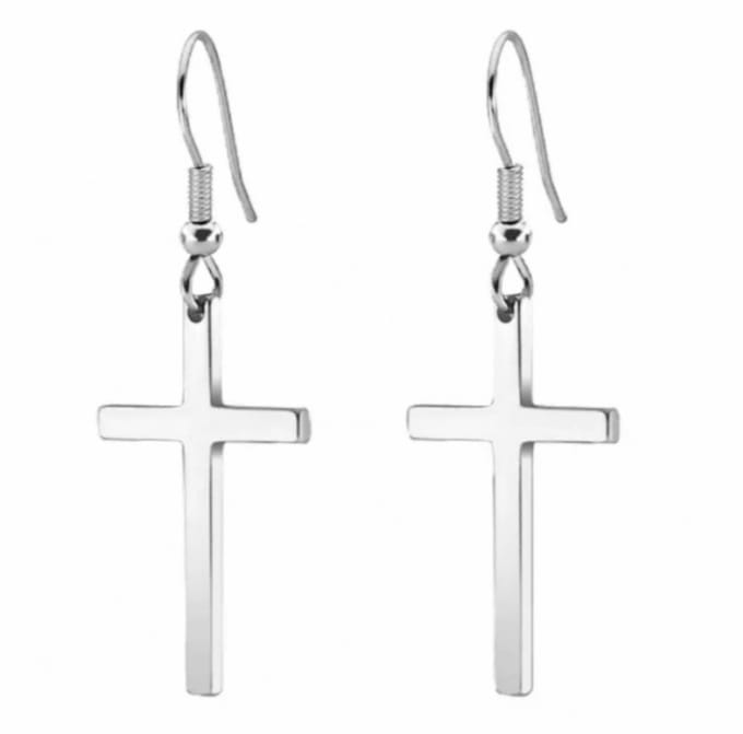 Oorbellen- Kruis- Zilver- 5 cm -Charme Bijoux