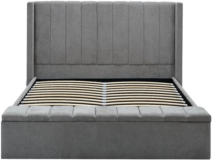 Vente-unique Bed met opbergruimte stof grijs 140 x 190 cm