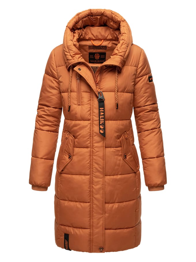 Marikoo dames winterjas – Lange gewatteerde jas met capuchon & zakken
