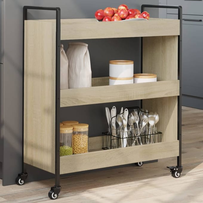 vidaXL - Keukentrolley - 70x30x82 - cm - bewerkt - hout - sonoma - eikenkleurig
