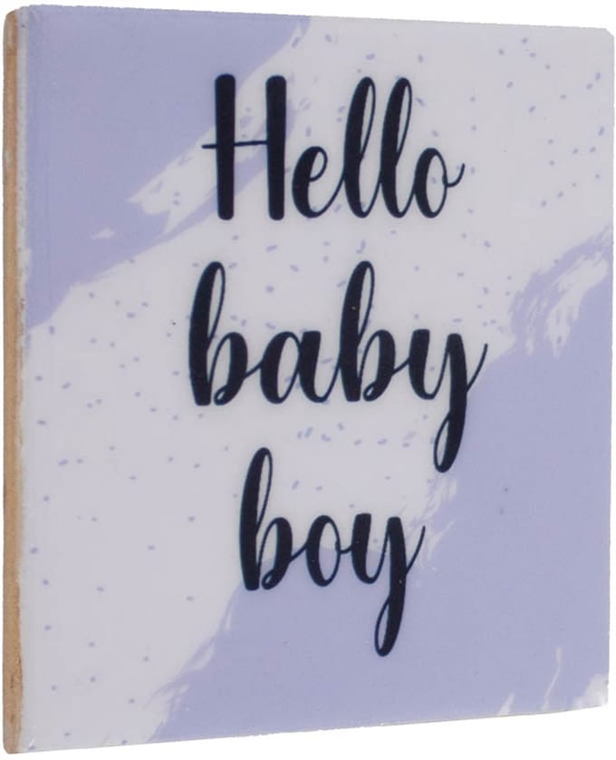Tegeltje met tekst hello baby boy - keramisch cadeautegeltje