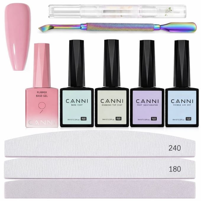 Canni - Rubberbase - Set - 10-delig - HEMA-vrij - TPO-vrij - Rubber base - Rubber base coat - Rubber base gellak - Rubber base gel - Rubberbase gellak - Rubberbase clear