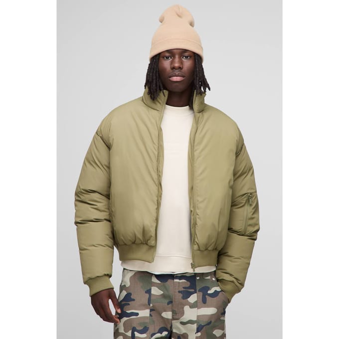 Regular Fit Mono Padded MA1 Bomber Jacket | Olive | Size Medium