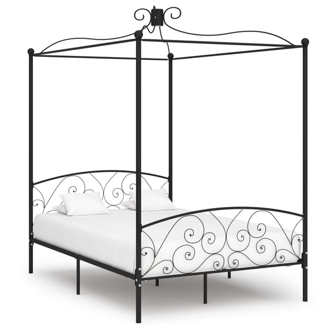 vidaXL - Hemelbedframe - metaal - zwart - 140x200 - cm