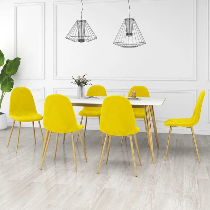 vidaXL Eetkamerstoelen 6 st fluweel mosterdgeel
